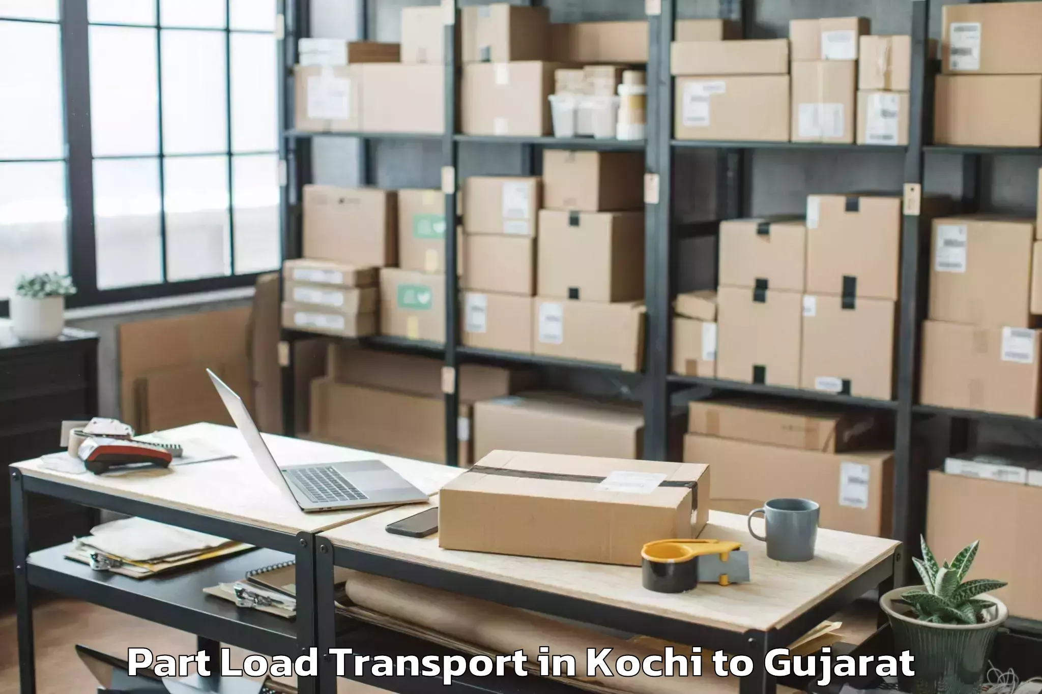 Professional Kochi to Keshod Airport Ixk Part Load Transport